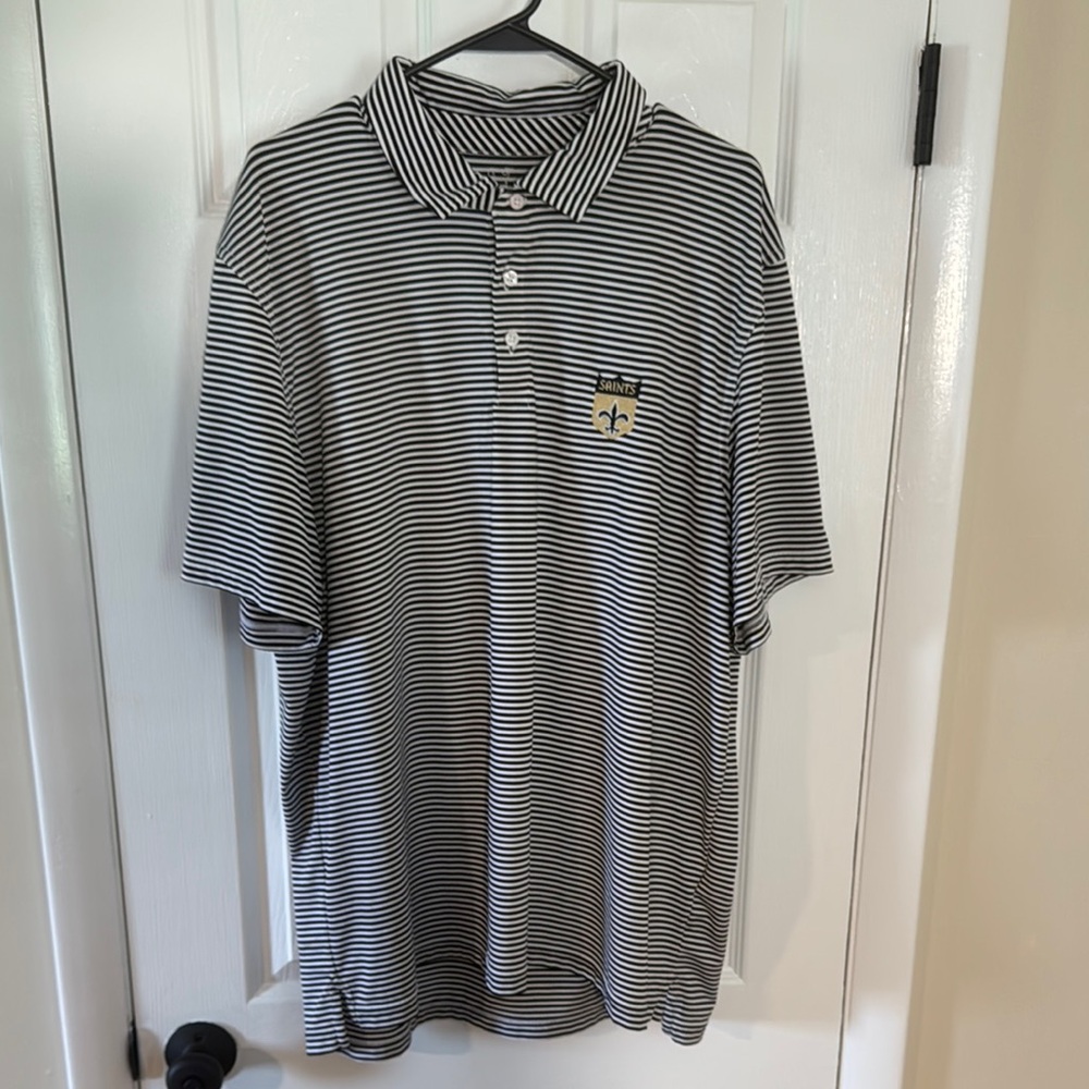 Vineyard Vines Black and White New Orleans Saints Polo Shirt